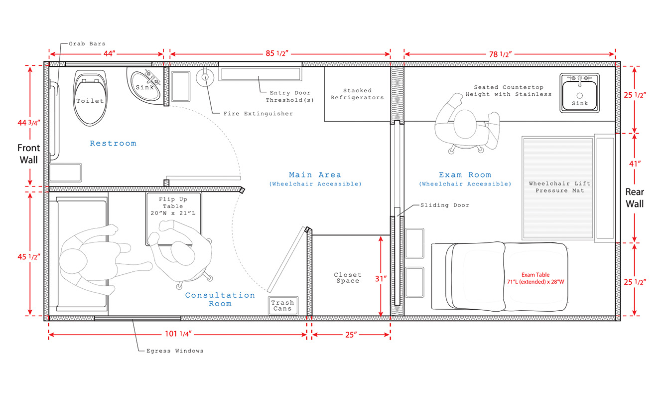 18 ft Mobile Healthcare Floor Plan